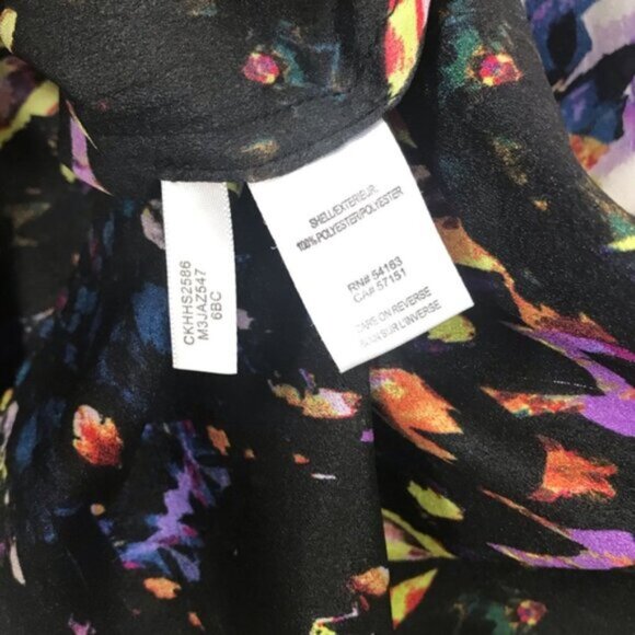 Calvin Klein Floral Oversized Boho Shirt Blouse Button RollTab Long Sleeve Top M - Picture 8 of 16